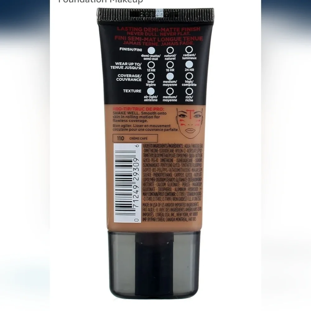 L'Oréal Infallible Pro-Matte Foundation 110 Cream Cafe 30ml New